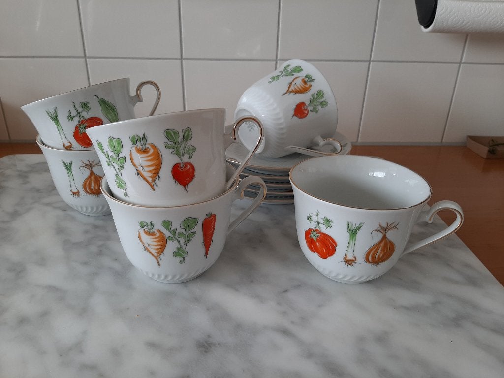 6 grote retro soepkommen, Bavaria, J. Kronester., Verzenden, Zo goed als nieuw, Kom(men), Overige stijlen