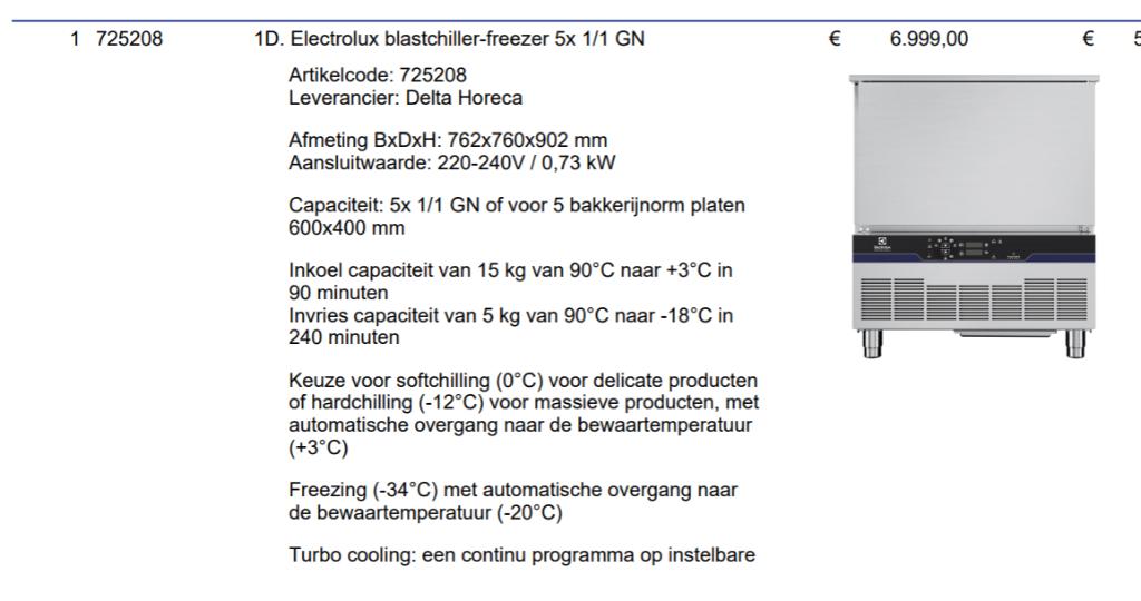Professionele Blastchiller Freezer Electrolux 6 maanden oud, Ophalen of Verzenden, Gebruikt, Koelen en Vriezen