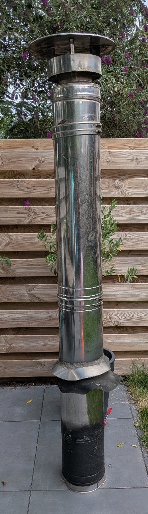 Pelletkachel afvoer set Ø80mm - incl. dubbelwandige RVS pijp, Ophalen, Afvoer, Gebruikt, 2 tot 4 meter
