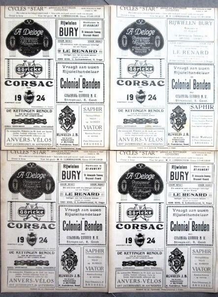 13 bladzijden vintage reclames fiets 1924 fietsen onderdelen, Ophalen of Verzenden, Gebruikt, Overige typen
