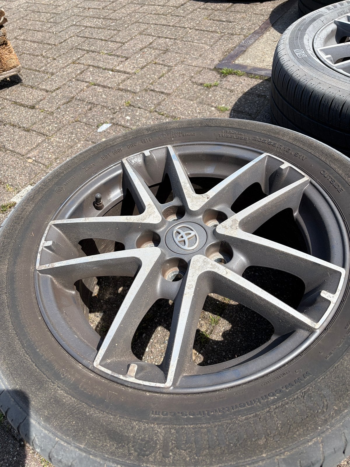 Set van 3 banden met velg en 1 losse band, Ophalen, Gebruikt