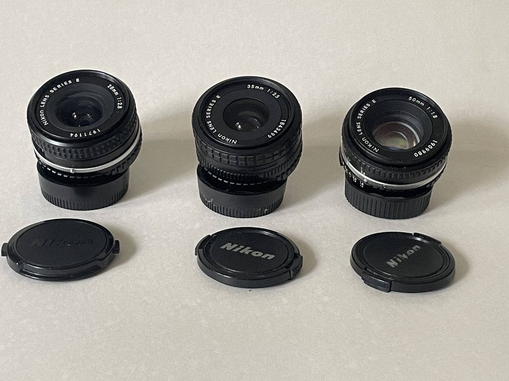 Nikon series E 28mm, 35mm 50mm, Audio, Tv en Foto, Nikon, Ophalen of Verzenden, Zo goed als nieuw, Handmatige focus