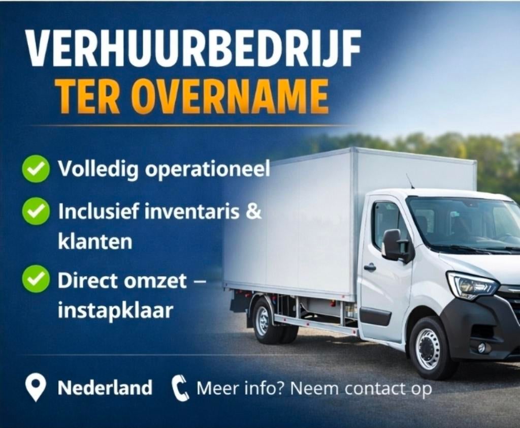 Verhuurbedrijf ter overname - Direct instapklaar!, Zakelijke goederen, Exploitaties en Overnames