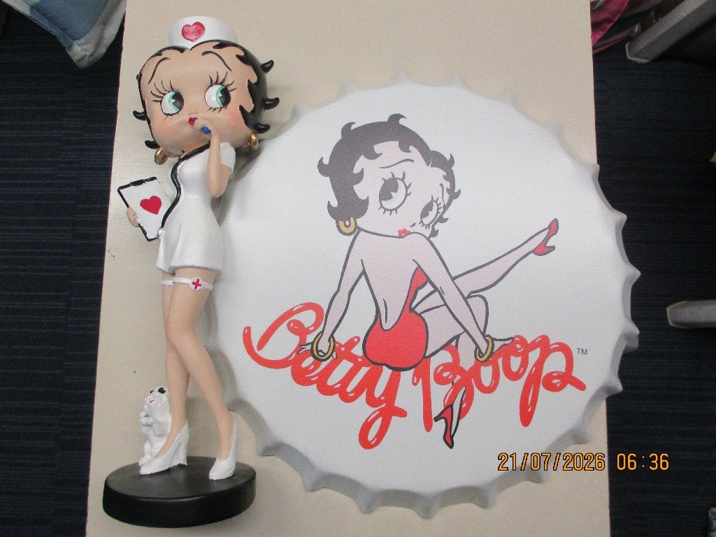 Wanddekoratie en beeldje Betty Boop, Ophalen of Verzenden, Zo goed als nieuw, Film, Beeldje, Replica of Model