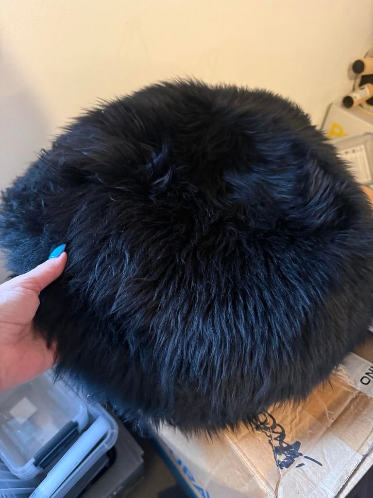 5 Zwarte Nepbontjes - Diameter 40 cm, Huis en Inrichting, Zwart, Overige materialen, Ophalen of Verzenden, Zo goed als nieuw