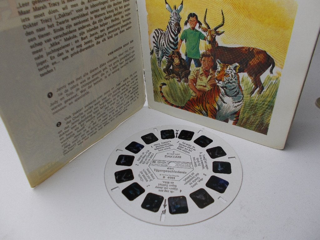 1968 VIEWMASTER DAKTARI 3 Schijfjes/Reels + NL Boekje!, Ophalen of Verzenden, Zo goed als nieuw