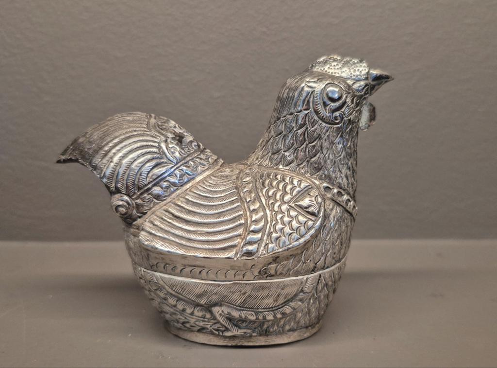 Antiek zilveren betel box / Kip, Ophalen of Verzenden, Zilver
