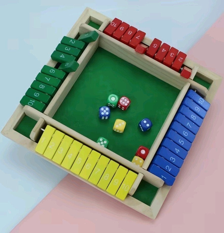 Houten Shut the Box 4 spelers | Dobbelspel familie, Ophalen of Verzenden, Nieuw