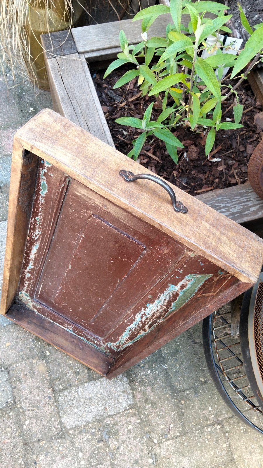 Brocante grote zware dienblad. Met mooie details, Ophalen, Gebruikt, ., .