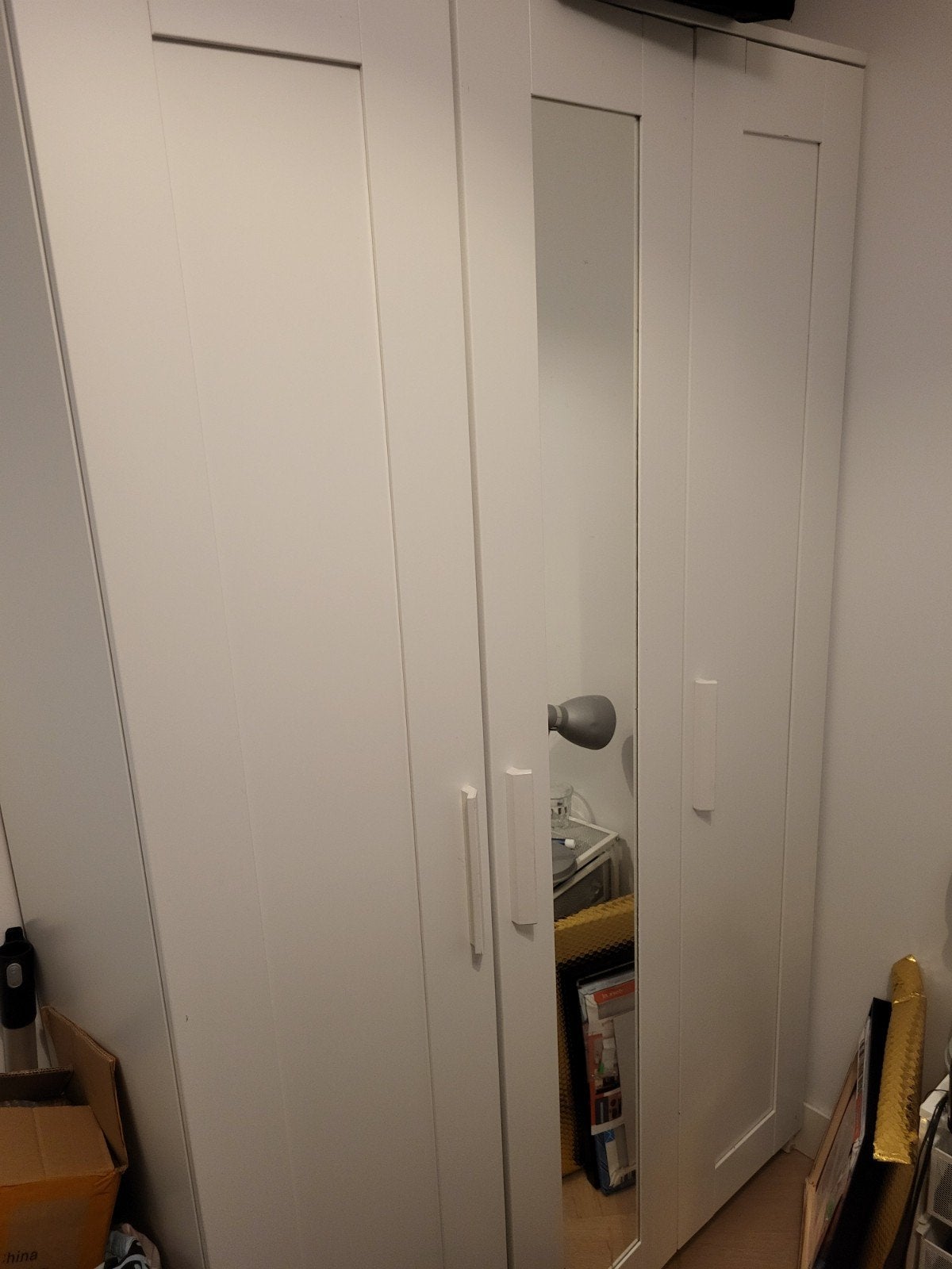 Witte IKEA Kast met spiegeldeur, 200 cm of meer, Modern, Overige houtsoorten, 50 tot 75 cm