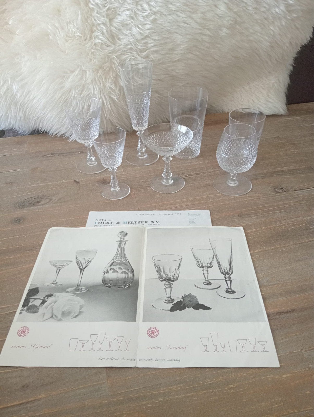 Val Saint Lambert kristallen  21 delig 1970 + origenele bon, Antiek en Kunst, Antiek | Glas en Kristal, Ophalen