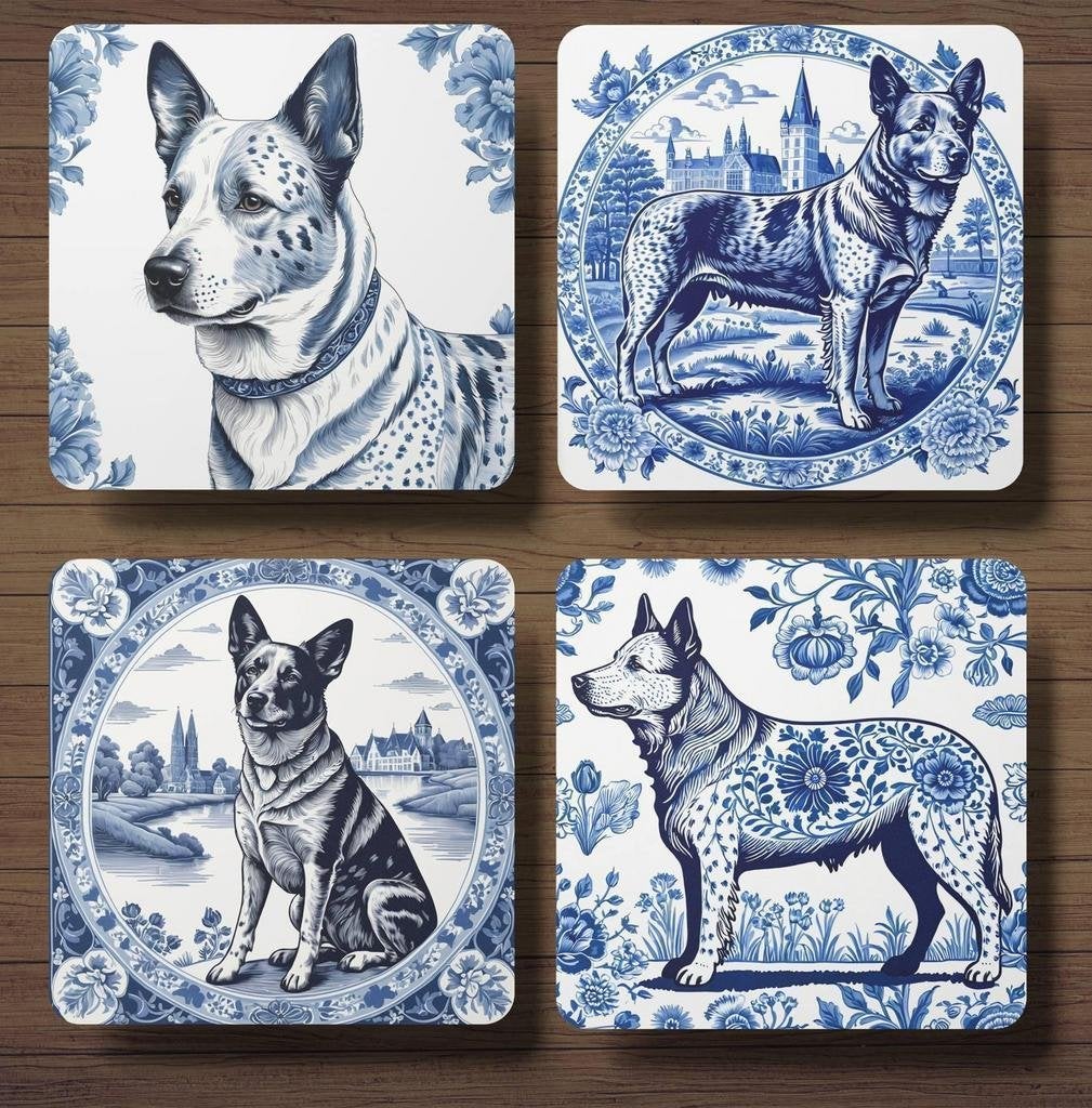 Cattle Dog Delfts Blauw onderzetters met houder, Ophalen of Verzenden, Nieuw
