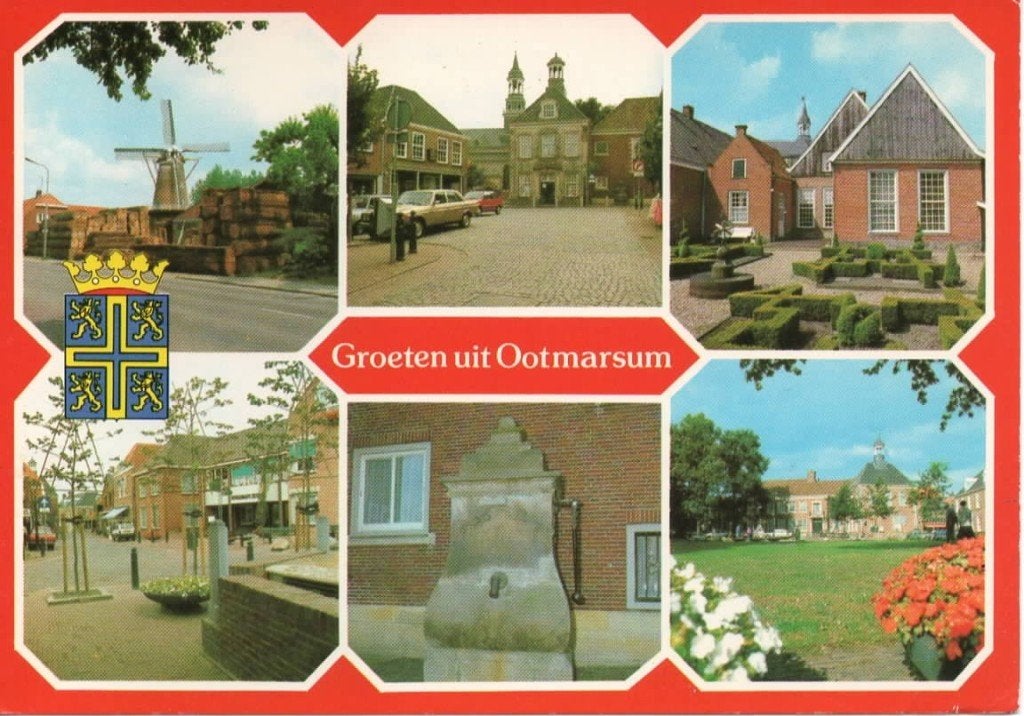 Ansichtkaart Ootmarsum, 6-luik, molen, poort, pomp, Ophalen of Verzenden, 1980 tot heden, Gelopen, Overijssel