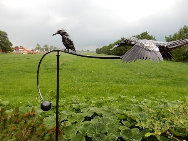 016* Balans met ijsvogels RVS., Ophalen, Nieuw, Overige materialen, Dierenbeeld