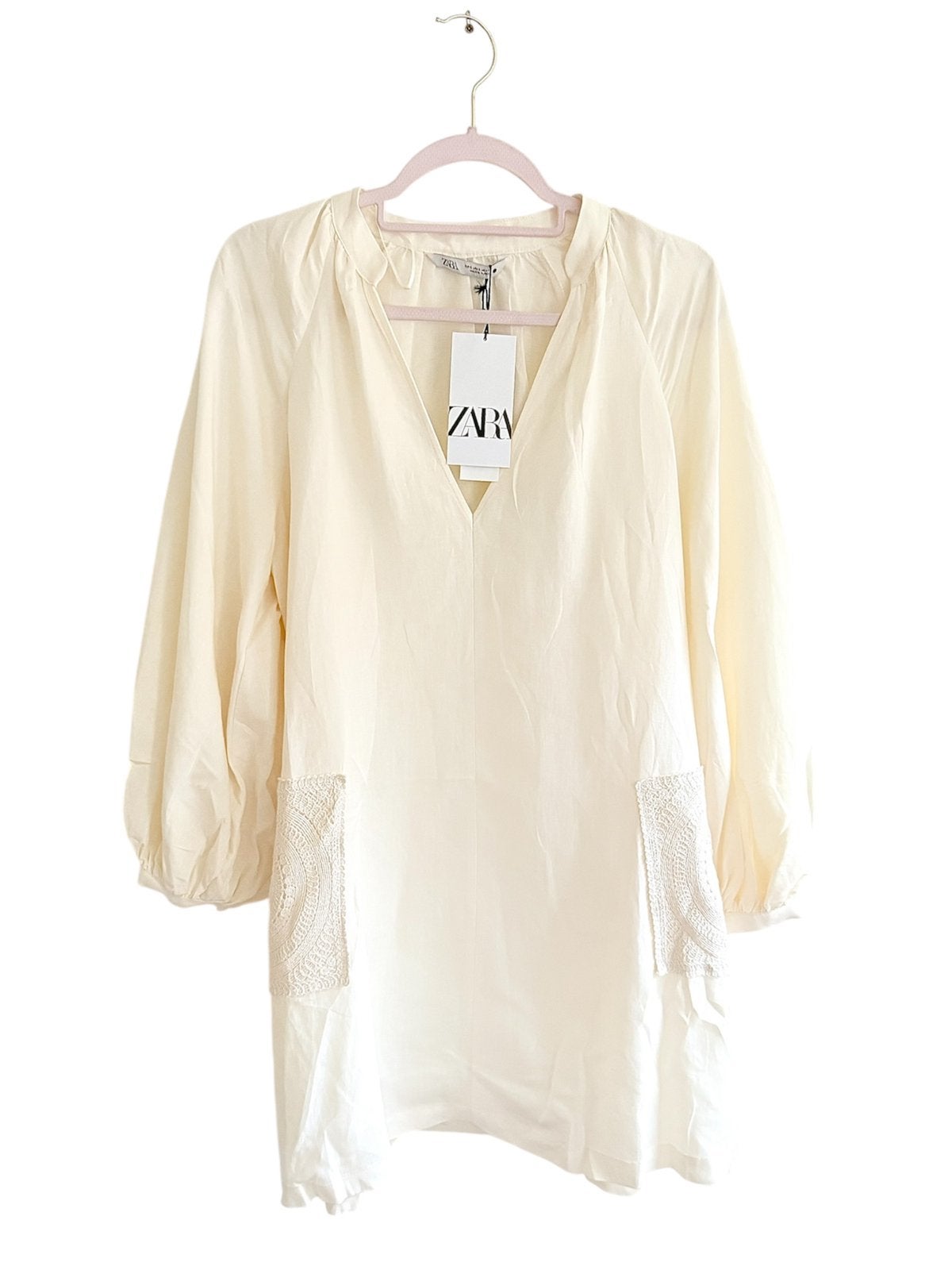 Jurk Zara crochet katoen nieuw met label, Beige, Nieuw, Ophalen of Verzenden, Maat 36 (S)