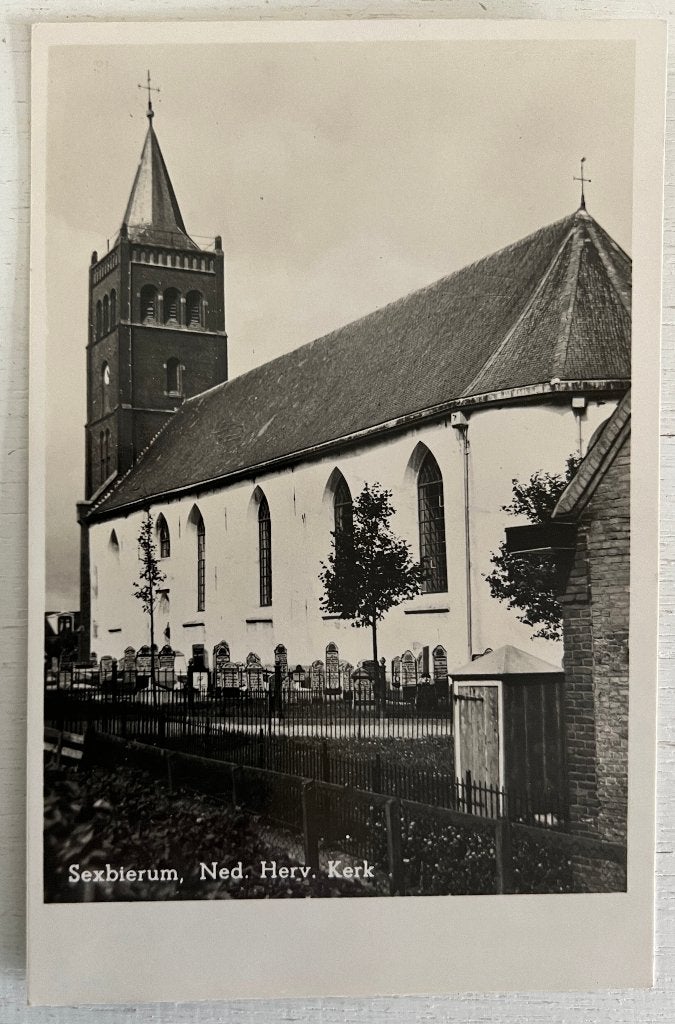 Oude Ansichtkaart  -  Sexbierum - Ned. Herv. Kerk, Verzamelen, Ophalen of Verzenden, Gelopen, Friesland