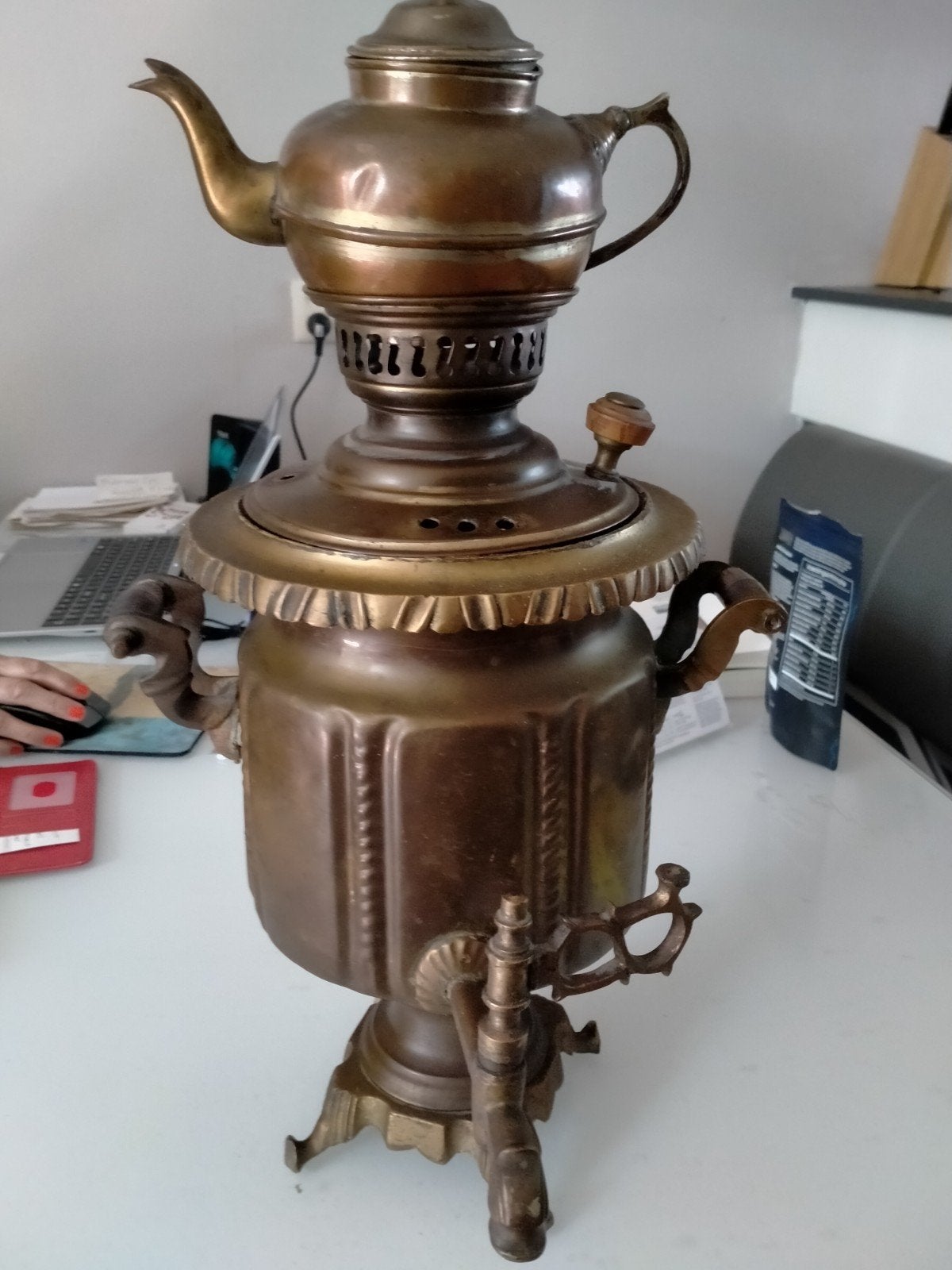 Antieke koperen samovar / theeschenker, Ophalen of Verzenden