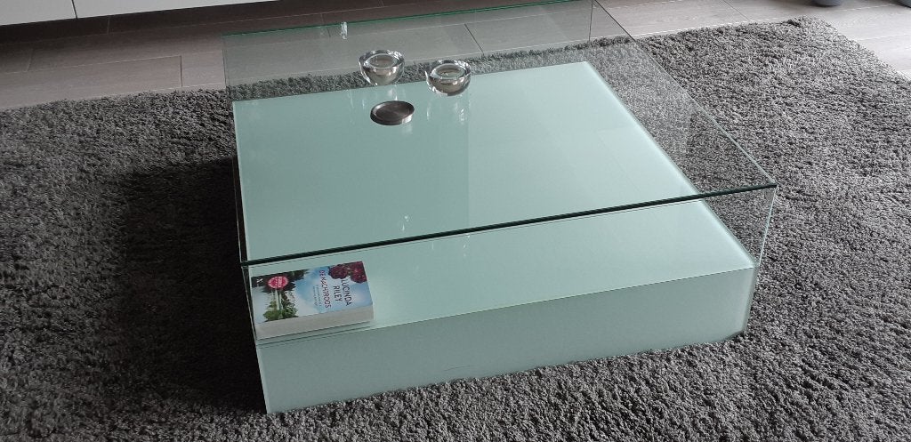 salontafel glas, Ophalen, 100 tot 150 cm, Vierkant, 50 tot 100 cm