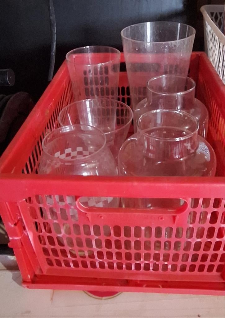 6 x vaas, Ophalen, Overige kleuren, Glas, Minder dan 50 cm