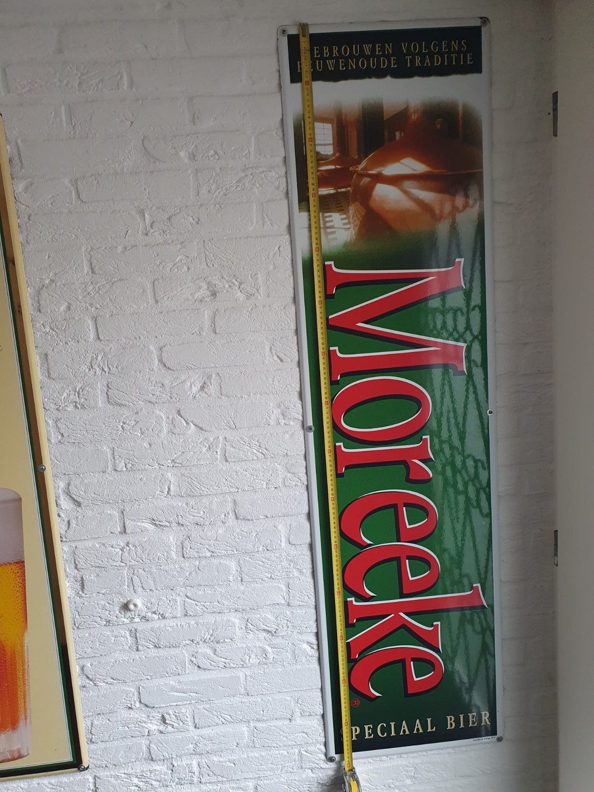 Moreeke emaille bierbord, Ophalen, Reclamebord