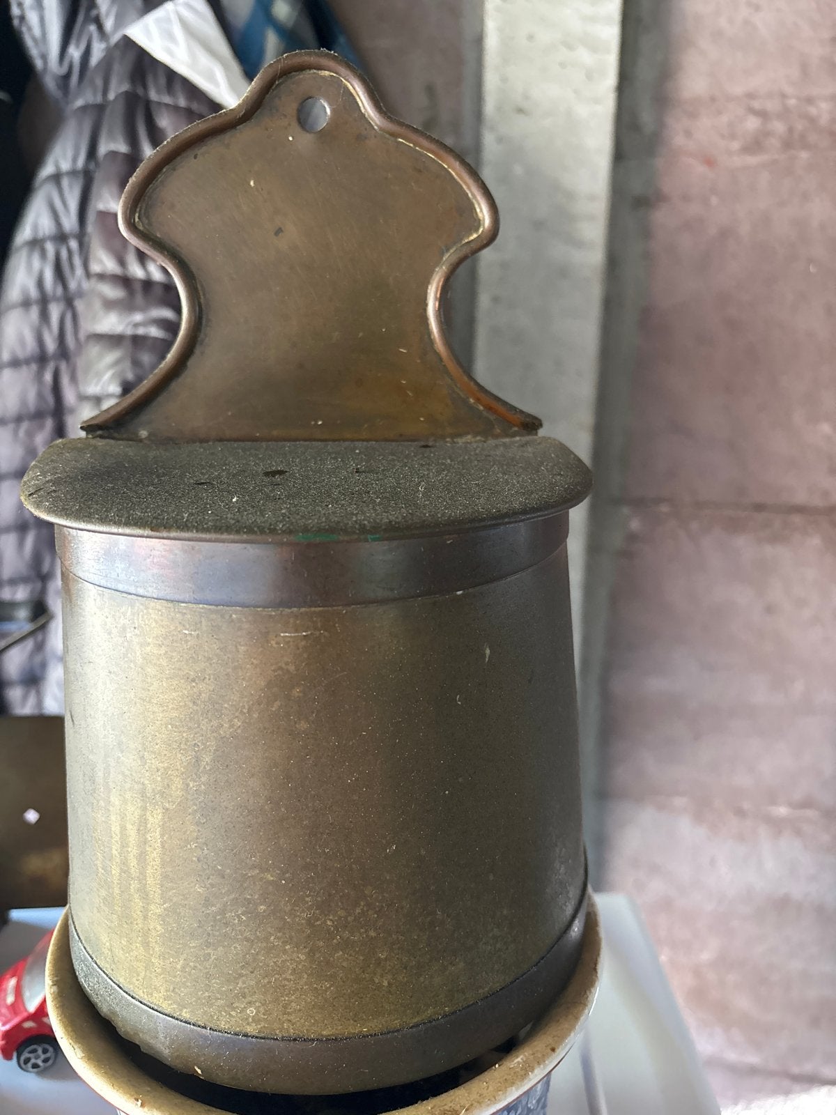 Antieke koperen wandhouder/luciferhouder, Antiek en Kunst, Ophalen, Koper