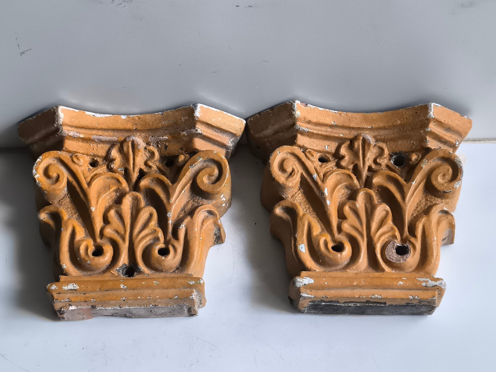 antiek kapiteel 2x ornamenten, Ophalen of Verzenden