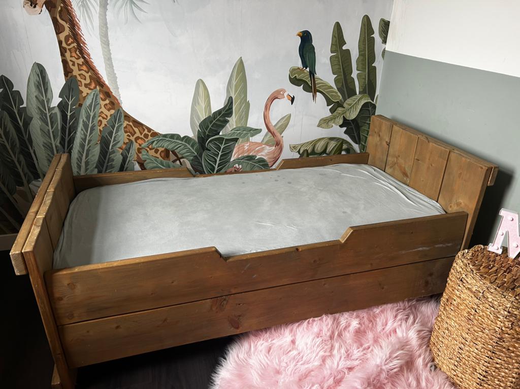 2 steigerhouten bedjes, Gebruikt, 90 cm, Eenpersoons, Steigerhout