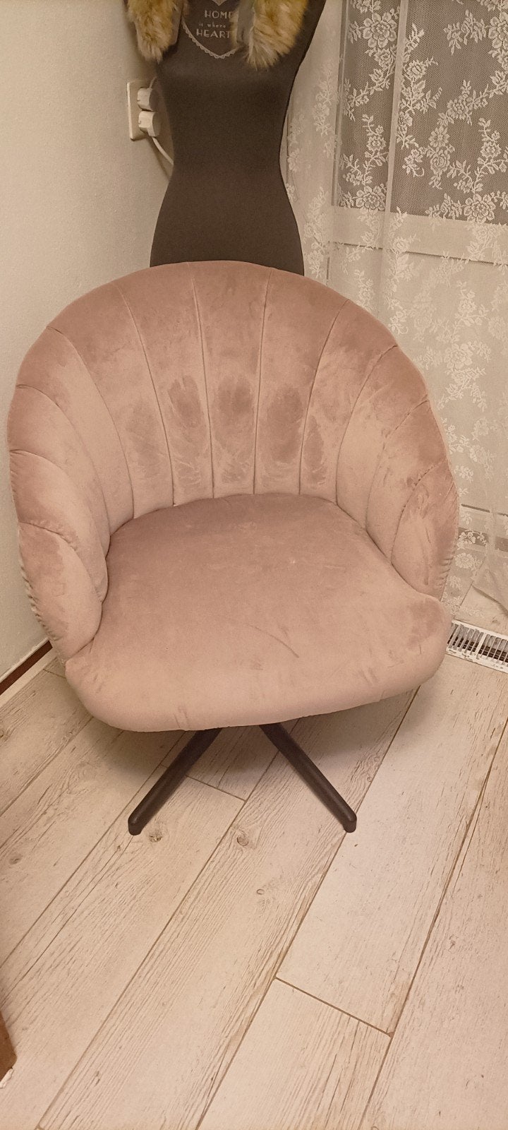 Roze fluwelen fauteuil, draaibaar, Ophalen, Gebruikt, Overige kleuren, Modern, Scandinavisch