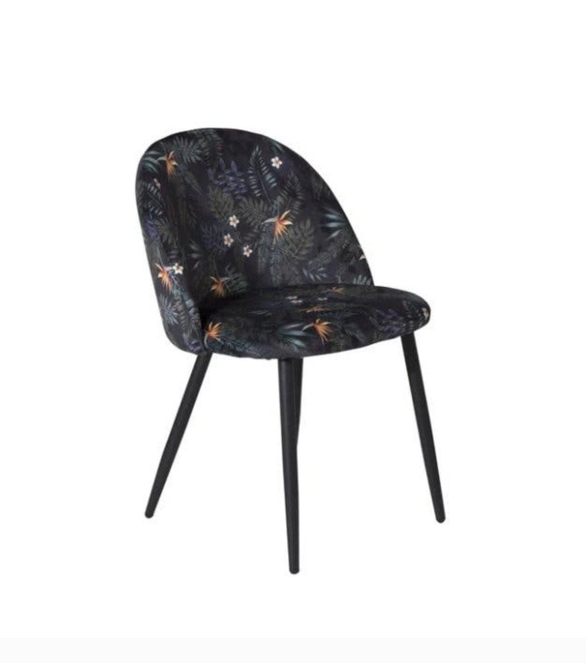 4x eetkamerstoelen Melle zwart en bloemenprint, Ophalen of Verzenden, Zo goed als nieuw, Zwart, Twee