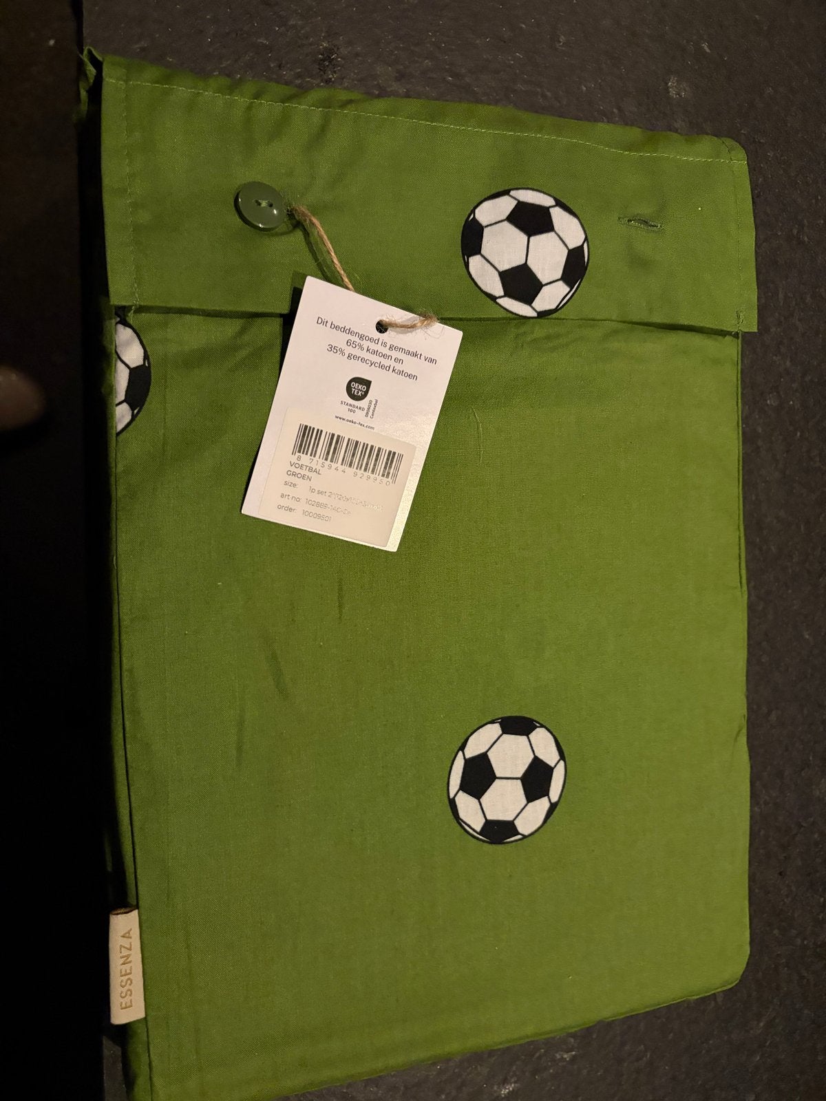 Essenza Dekbedovertrek Peuter Voetbal Groen 120x150cm, Eenpersoons, Dekbedovertrek, Katoen, Nieuw