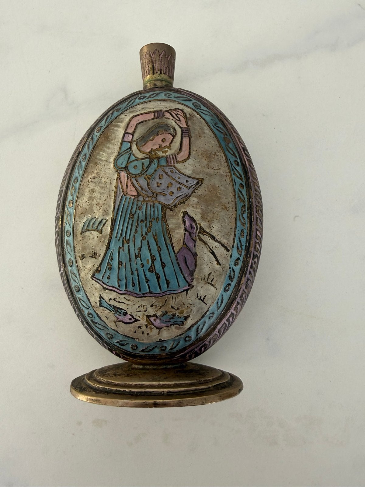Vintage Indiaas Parfum Flesje met Cloisonné Werk, Verzenden