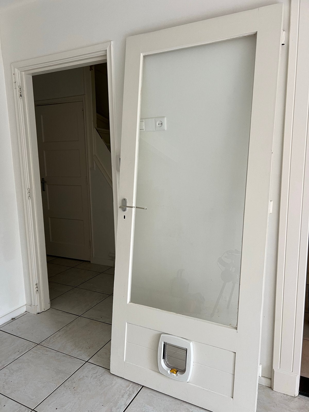 Binnendeur met glas en luik, Ophalen, Gebruikt, 80 tot 100 cm, Binnendeur