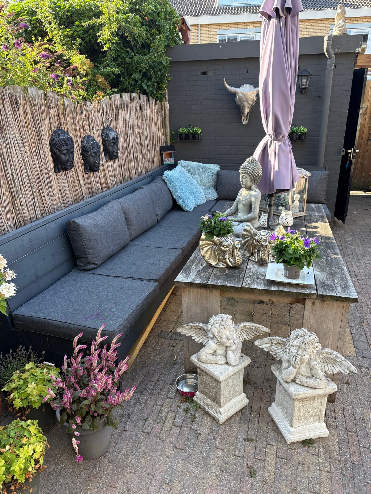 Bellagio Loungeset met steigerhouten tafel, Ophalen, Gebruikt, 6 zitplaatsen, Steigerhout