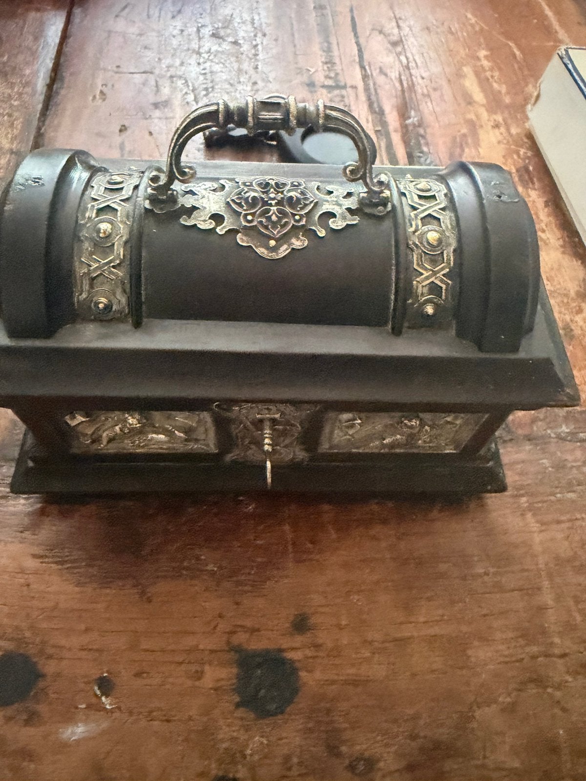 Klein antiek houten kistje met zilver beslag uit 1800, Ophalen of Verzenden