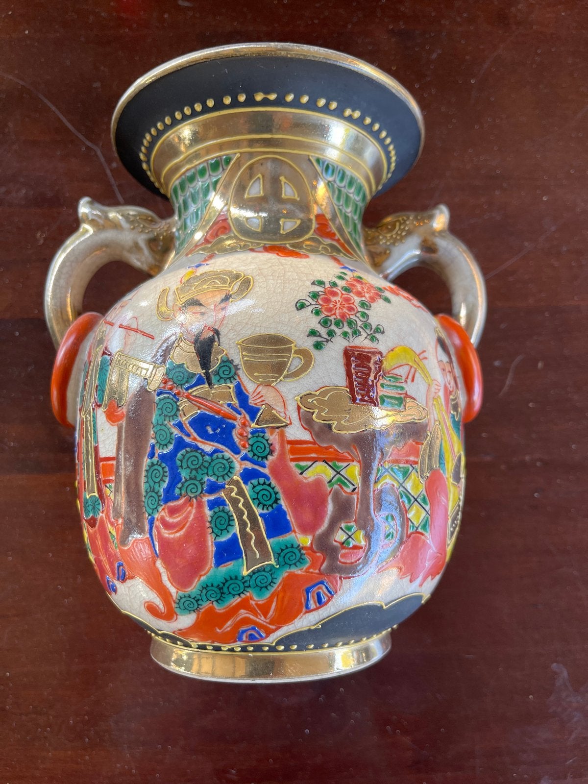 Antieke Japanse Satsuma Vaas met Handvatten, Antiek en Kunst, Ophalen
