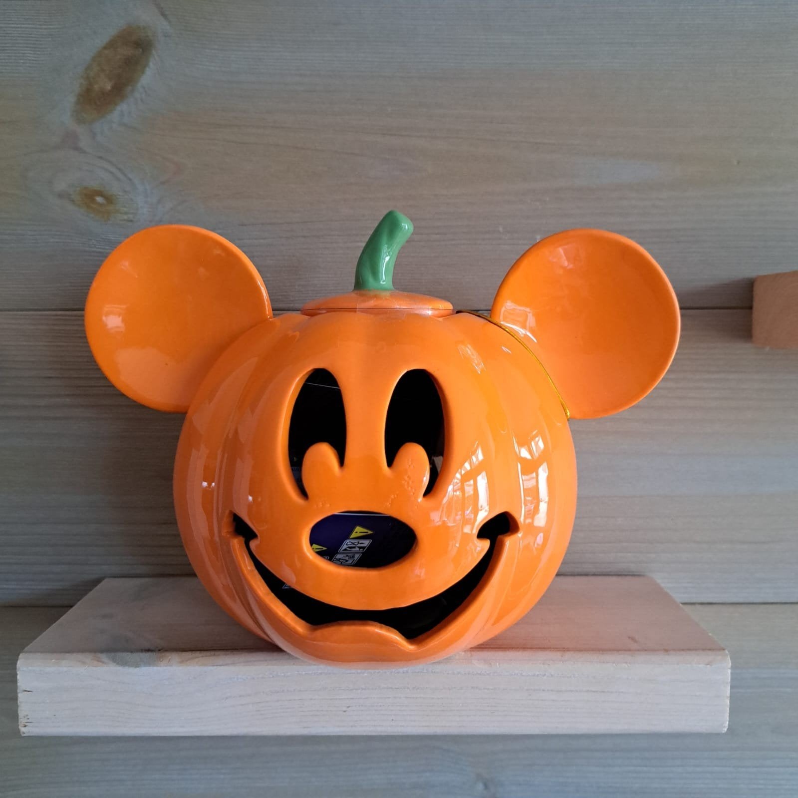 Disney Mickey Pompoen theelichthouder, Verzamelen, Ophalen of Verzenden, Mickey Mouse, Nieuw, Beeldje of Figuurtje