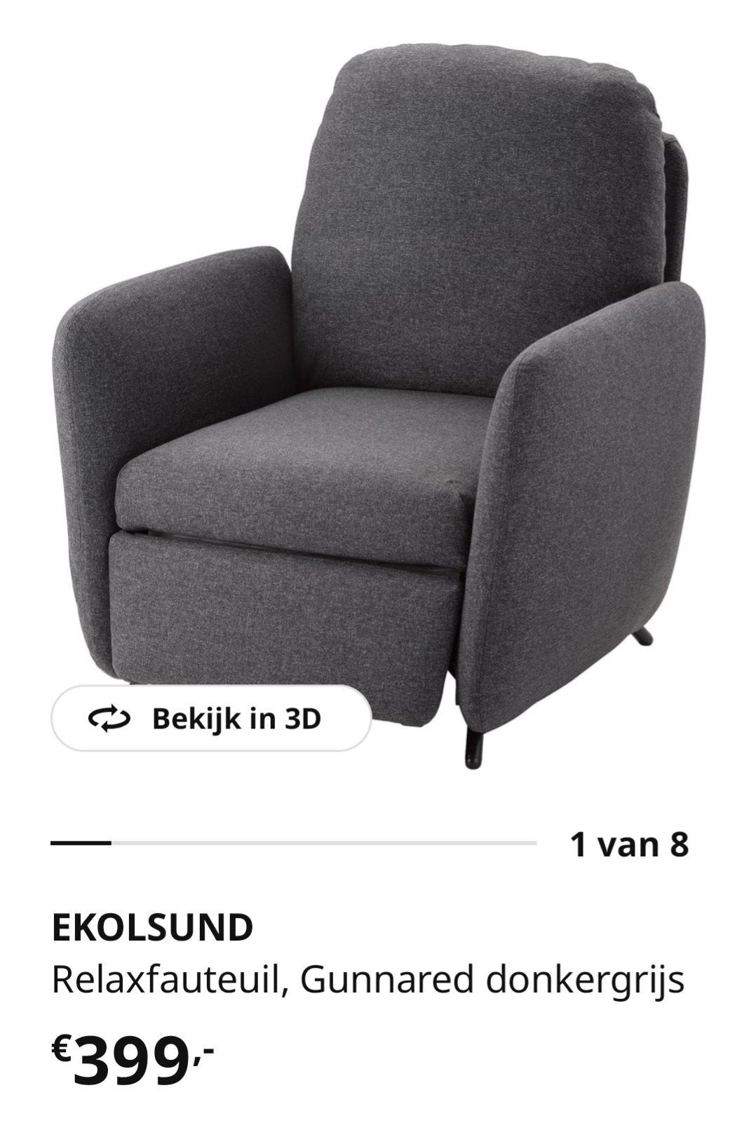 Ekolsund Relax stoel, Huis en Inrichting, Fauteuils, Ophalen, 50 tot 75 cm