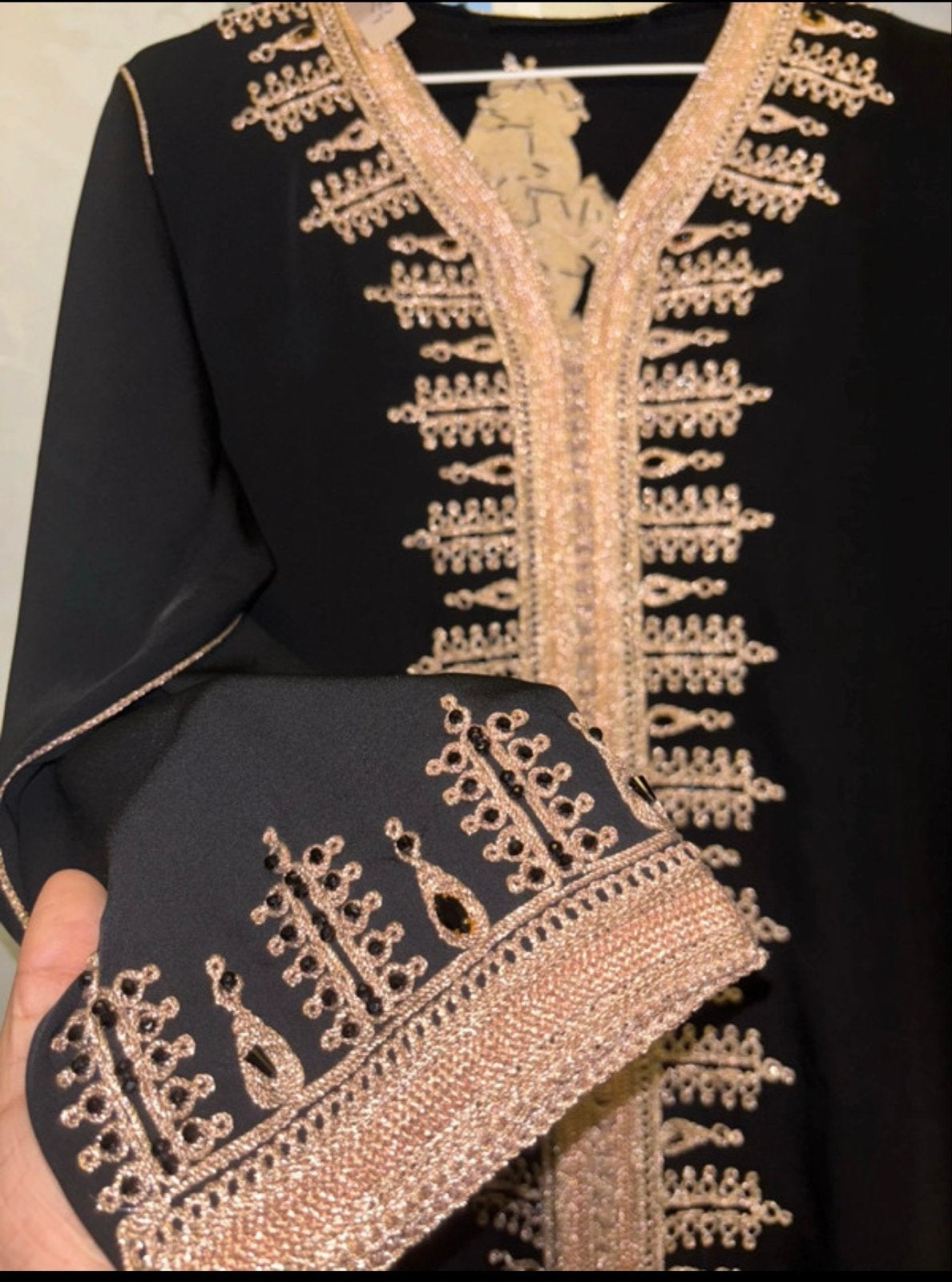 Zwarte Kaftan met Gouden Borduurwerk, Kleding | Dames, Jurken, Maat 38/40 (M), Zwart, Ophalen of Verzenden, Zo goed als nieuw
