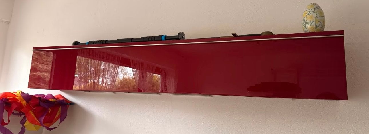 Ikea besta rode boven kast hoogglans MOET WEG!, Ophalen, Gebruikt, 150 tot 200 cm, Minder dan 100 cm