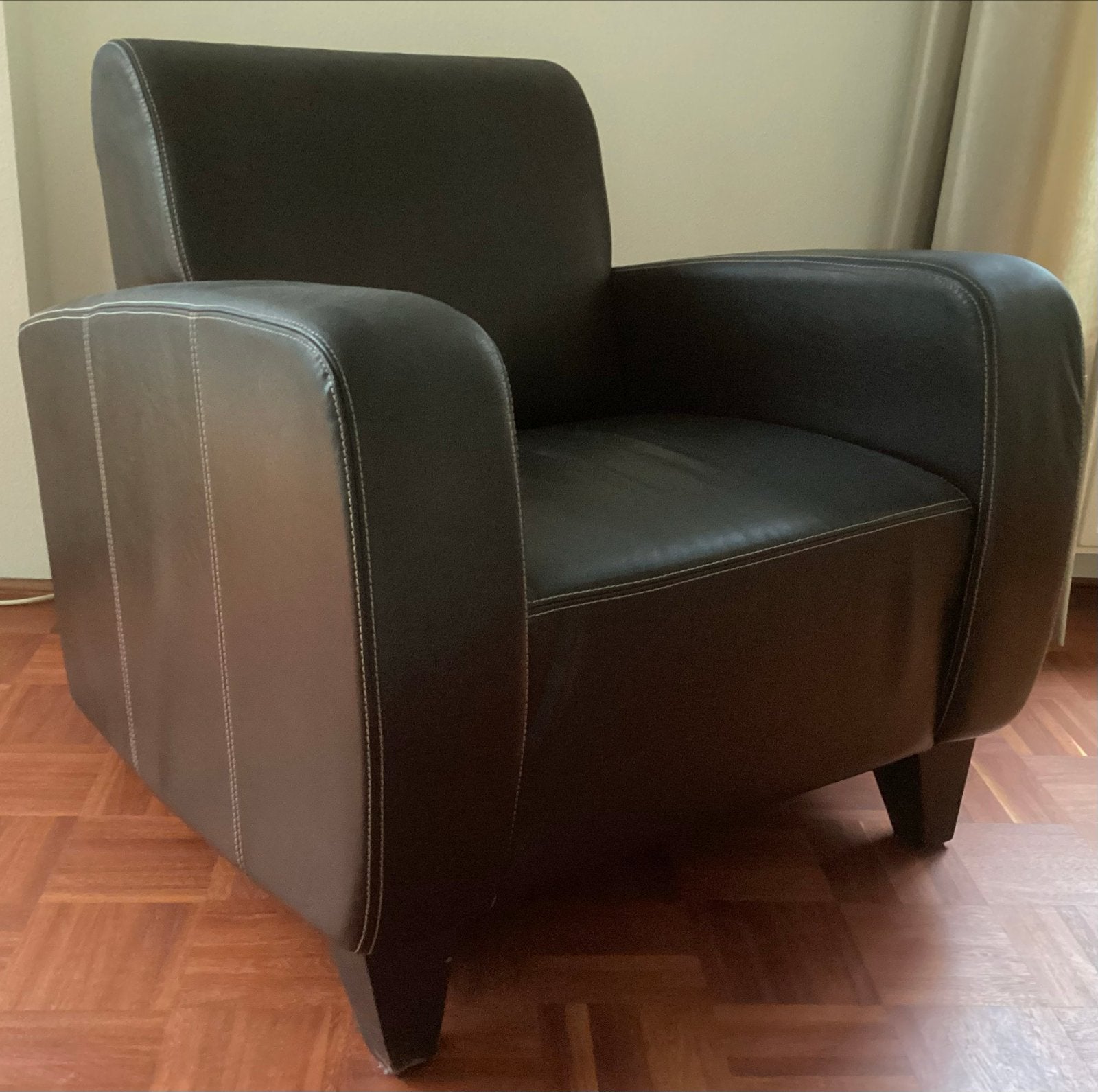2 Avanti Leren Fauteuils Donkerbruin, Ophalen, Gebruikt, 75 tot 100 cm, Leer