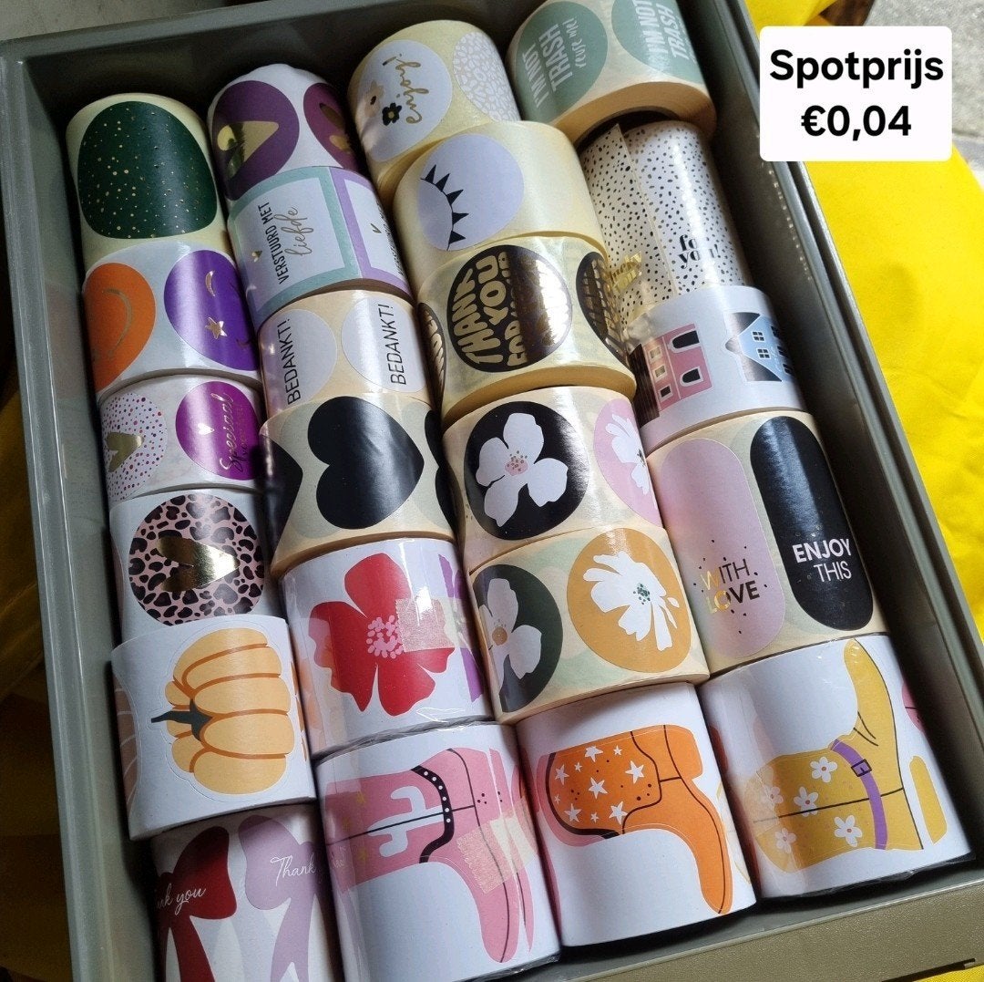 DEAL 150 stickers groot stickerset hart bloem thank you dots, Hobby en Vrije tijd, Verzenden, Nieuw, Meerdere stickers