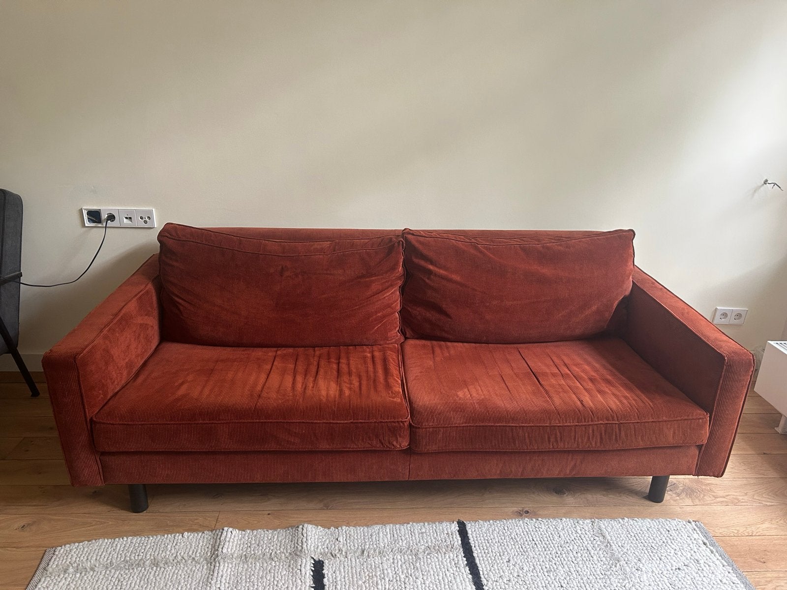 Koperrode bank ik goede staat, Ophalen, Gebruikt, Driepersoons, 75 tot 100 cm