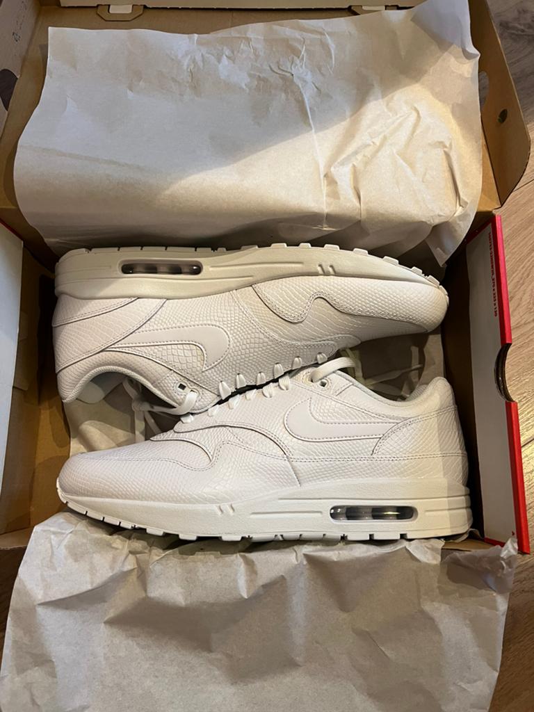Nike Air Max 1 Premium Snakeskin White EU 48.5, Wit, Nieuw, Ophalen of Verzenden, Sneakers of Gympen