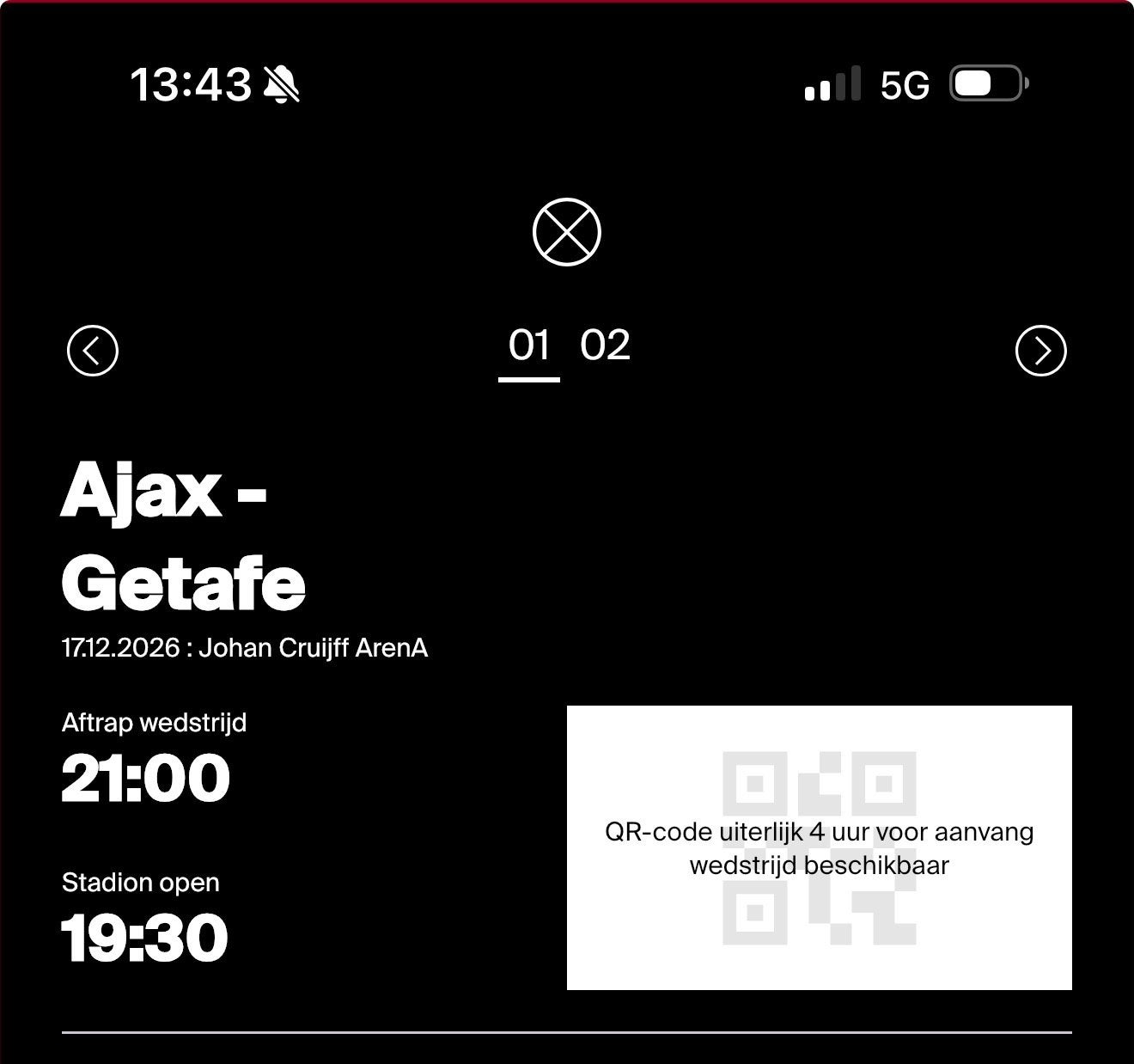 Ajax - Getafe 2 tickets, Twee personen, December