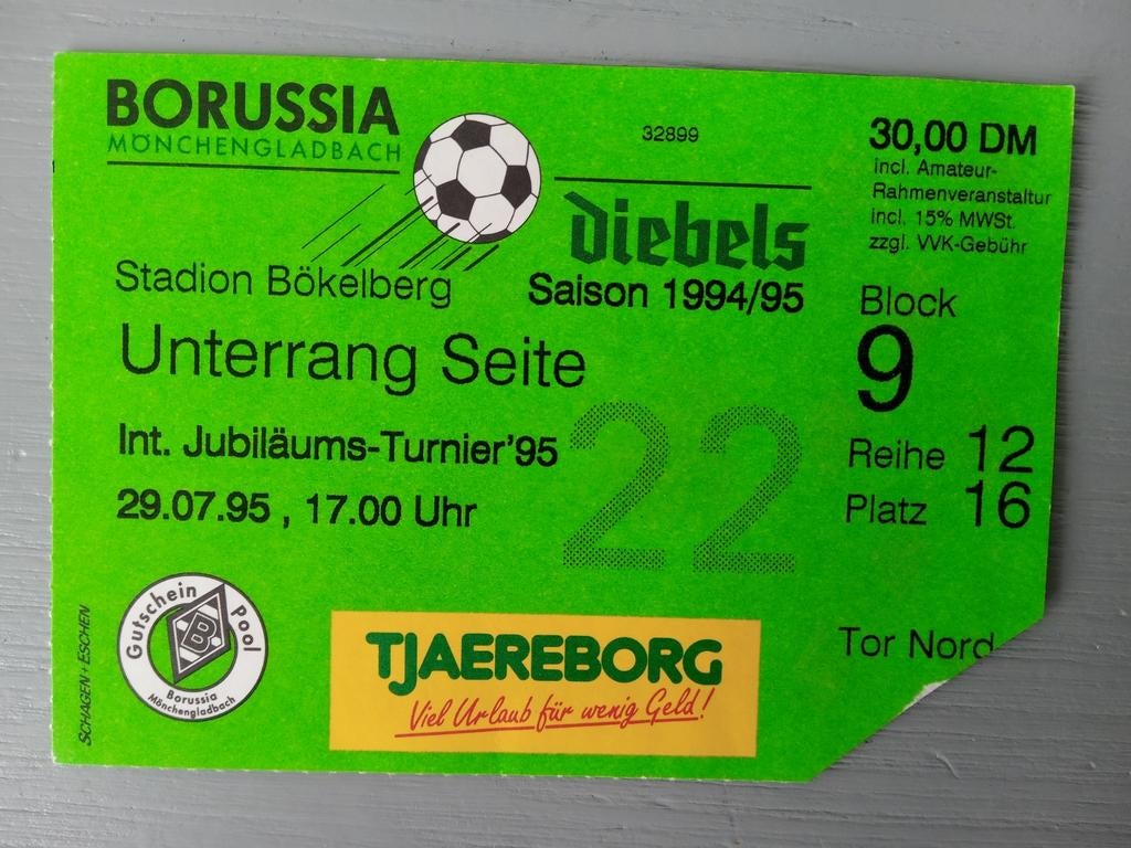 Ticket Borussia Mönchengladbach - Ajax 1995/96 Friendly, Verzamelen, Sportartikelen en Voetbal, Ophalen of Verzenden, Ajax, Overige typen