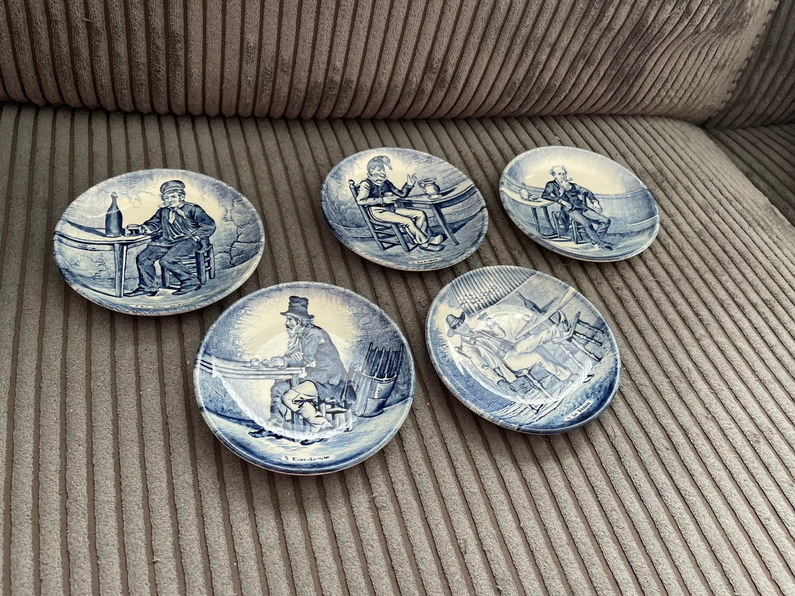 5 kleine bordjes onderzetters Delfts blauw Royal Sphinx Boch, Ophalen of Verzenden