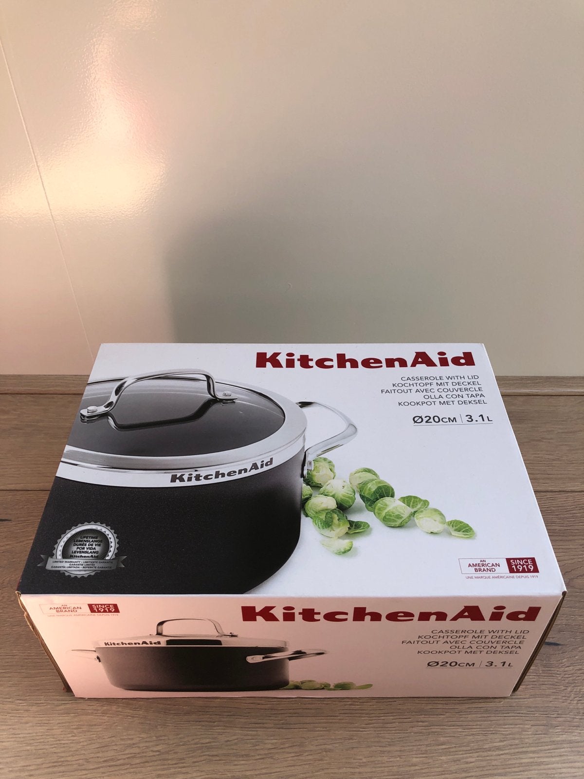 KitchenAid kookpan met glazen deksel - 20cm, 3.1L, Ophalen of Verzenden, Nieuw, Rvs, Kookpan of Snelkookpan