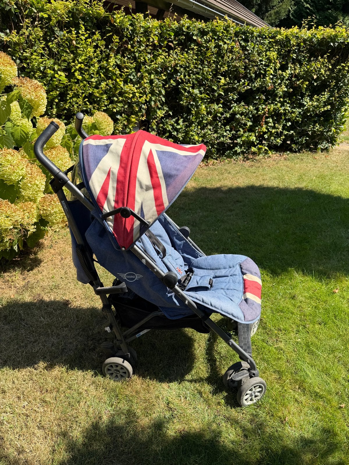 Mini Buggy met Union Jack Zonnekap, regenhoes en voetenzak, Ophalen, Gebruikt, Overige merken, Regenhoes