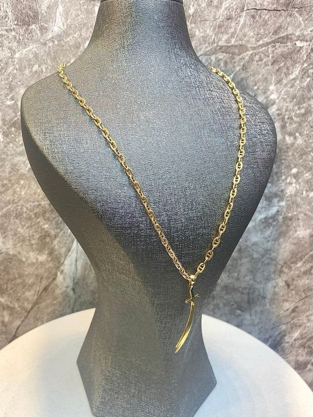 14k Gouden Ketting met Zwaard, Ophalen of Verzenden, Nieuw, Goud