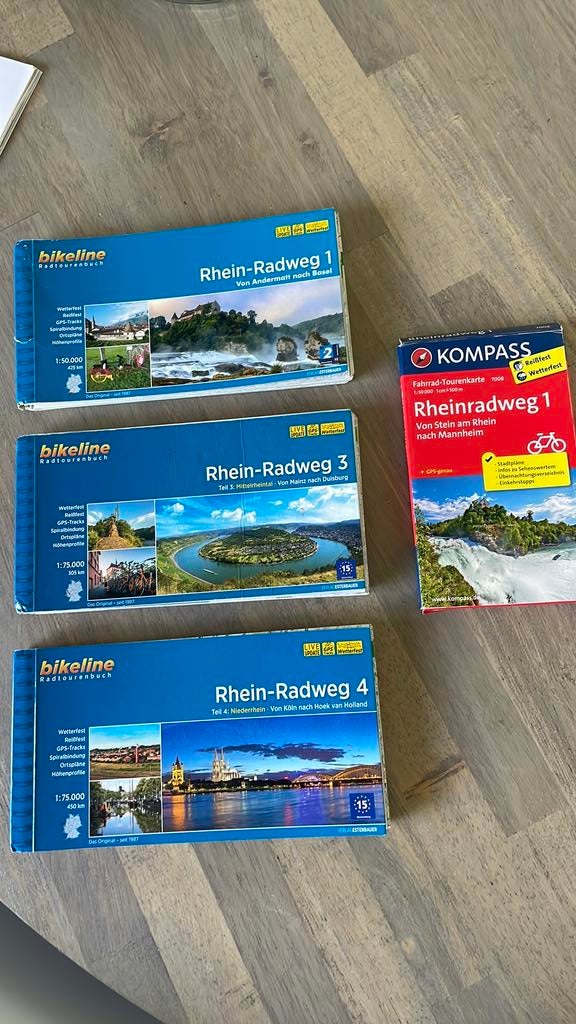 Rheinradweg fietsen langs de Rijn Rijnfietsroute fietsroute, Boeken, Ophalen of Verzenden, Zo goed als nieuw, 2000 tot heden, Landkaart